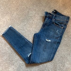 Express Jeans Mid Rise Cropped Legging Frayed | Size 0